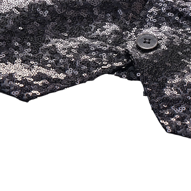Gilet da discoteca da uomo con paillettes effetto sfumato oro e nero - image 7