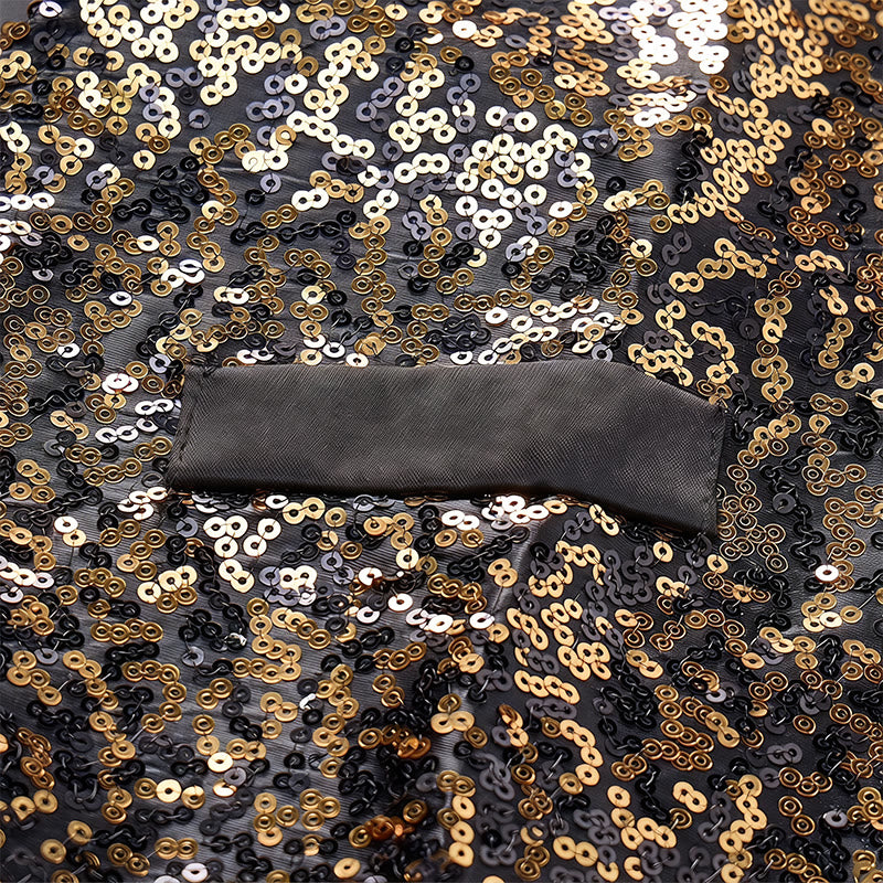 Gilet da discoteca da uomo con paillettes effetto sfumato oro e nero - image 6