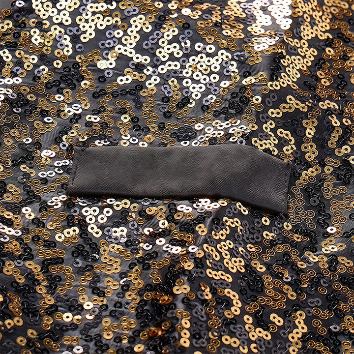Gilet da discoteca da uomo con paillettes effetto sfumato oro e nero - image 6