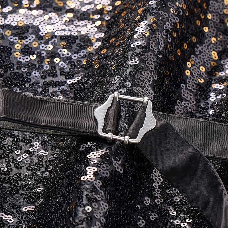 Gilet da discoteca da uomo con paillettes effetto sfumato oro e nero - image 8