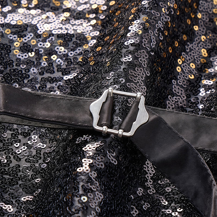Gilet da discoteca da uomo con paillettes effetto sfumato oro e nero - image 8