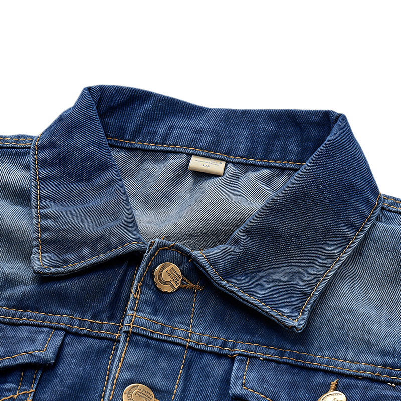 Gilet di jeans da camionista vintage con orlo sfrangiato e lavaggio effetto vintage - image 5