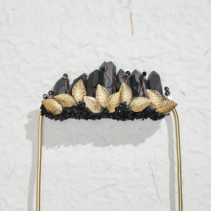 Spilla da taschino a forma di corona in cristallo naturale, realizzata a mano. - image 3