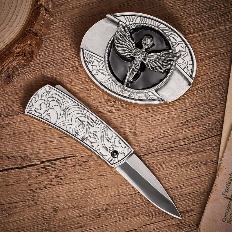 Cintura in pelle con fibbia a coltello pieghevole nascosto fai-da-te Fallen Angel - image 1
