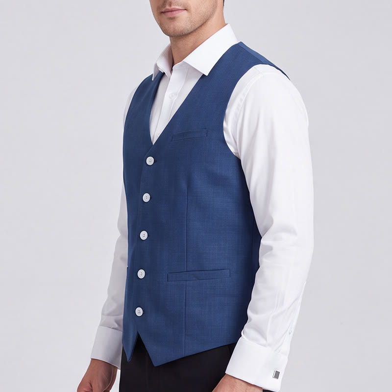 Gilet casual da uomo monopetto in misto lino - image 3