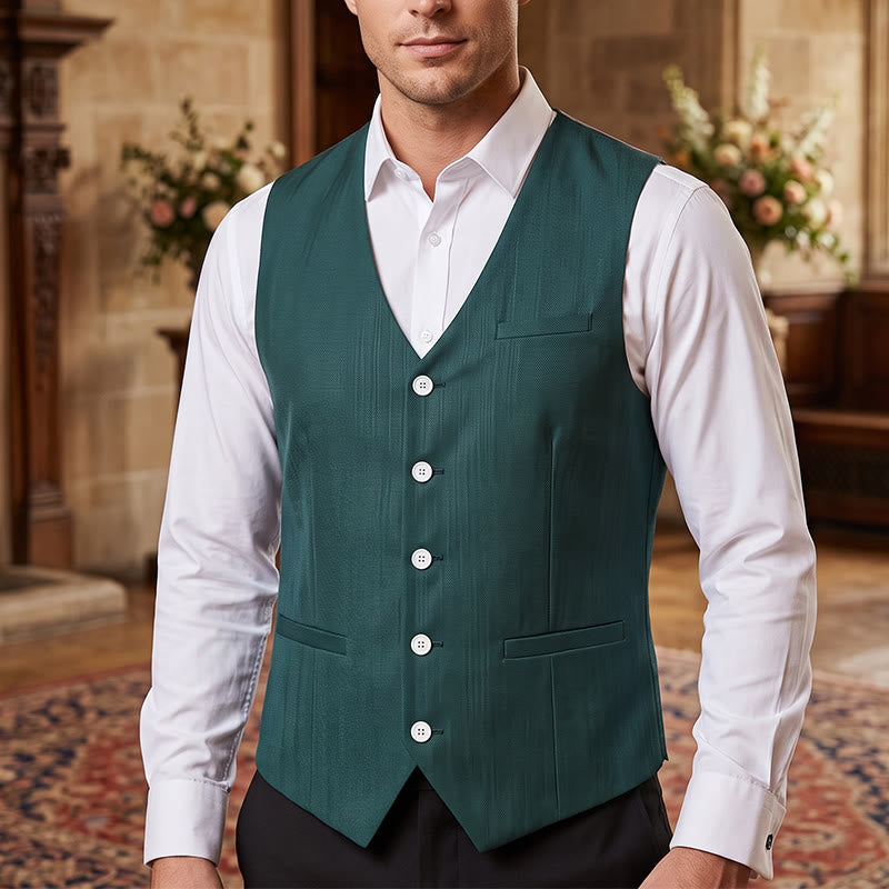 Gilet casual da uomo monopetto in misto lino - Verde - 4XL - image 12