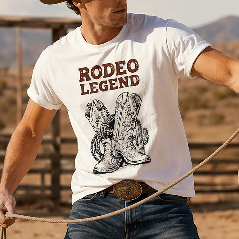Stivali da cowboy Rodeo Legend e t-shirt girocollo con stampa cactus - Bianco - 2XL - image 0