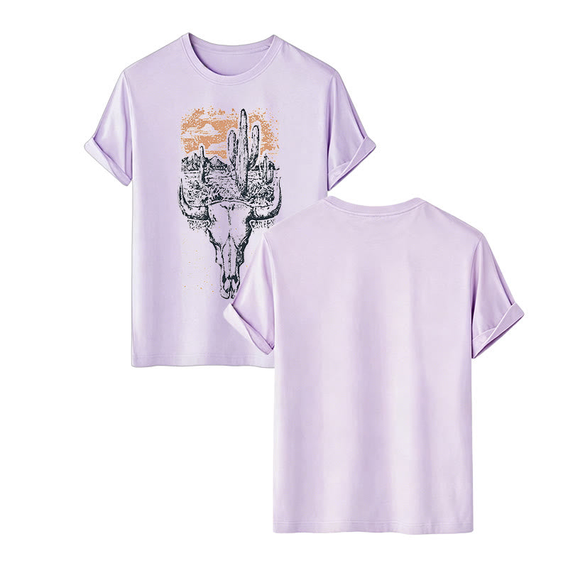 Maglietta western Badlands Vibes con teschio di longhorn e cactus - Viola - 2XL - image 14