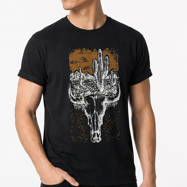 Maglietta western Badlands Vibes con teschio di longhorn e cactus - image 4