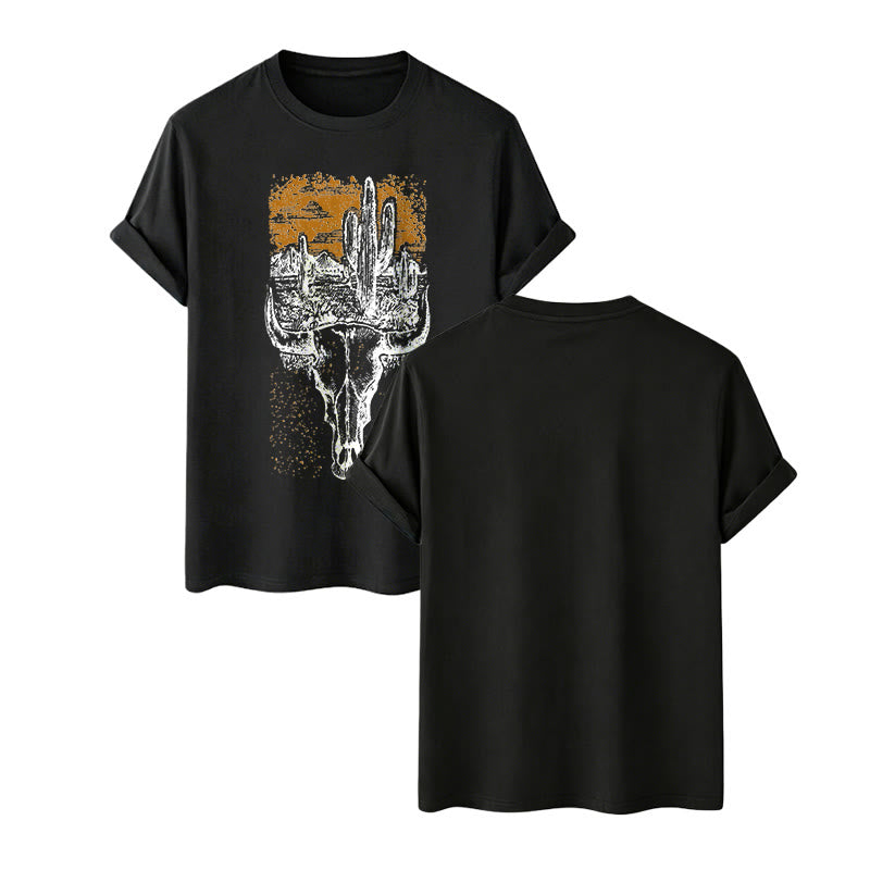 Maglietta western Badlands Vibes con teschio di longhorn e cactus - image 1