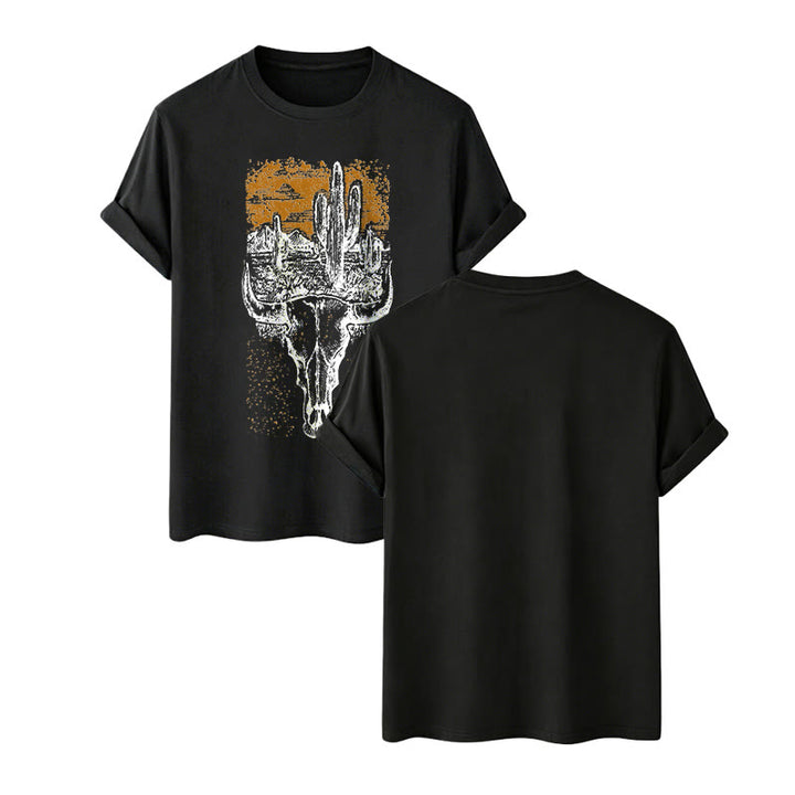 Maglietta western Badlands Vibes con teschio di longhorn e cactus - image 1