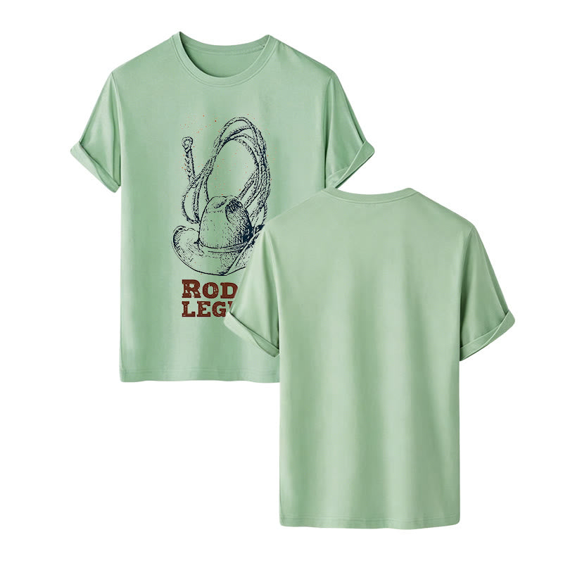 Maglietta western con stampa cappello da cowboy e lazo, leggenda del rodeo - Verde - 2XL - image 13