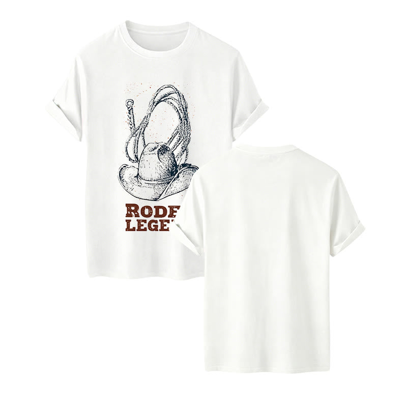 Maglietta western con stampa cappello da cowboy e lazo, leggenda del rodeo - Bianco - 2XL - image 8