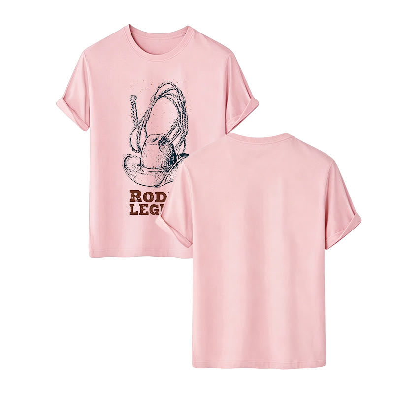 Maglietta western con stampa cappello da cowboy e lazo, leggenda del rodeo - Rosa - 2XL - image 10