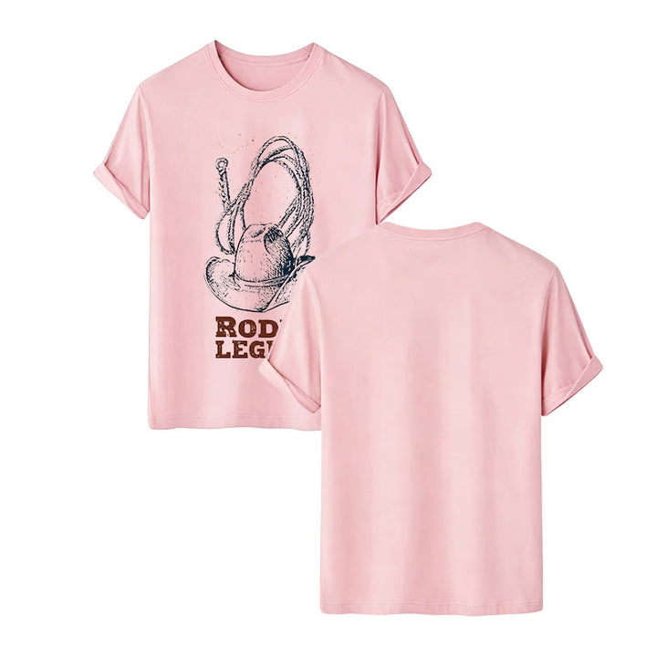 Maglietta western con stampa cappello da cowboy e lazo, leggenda del rodeo - Rosa - 2XL - image 10