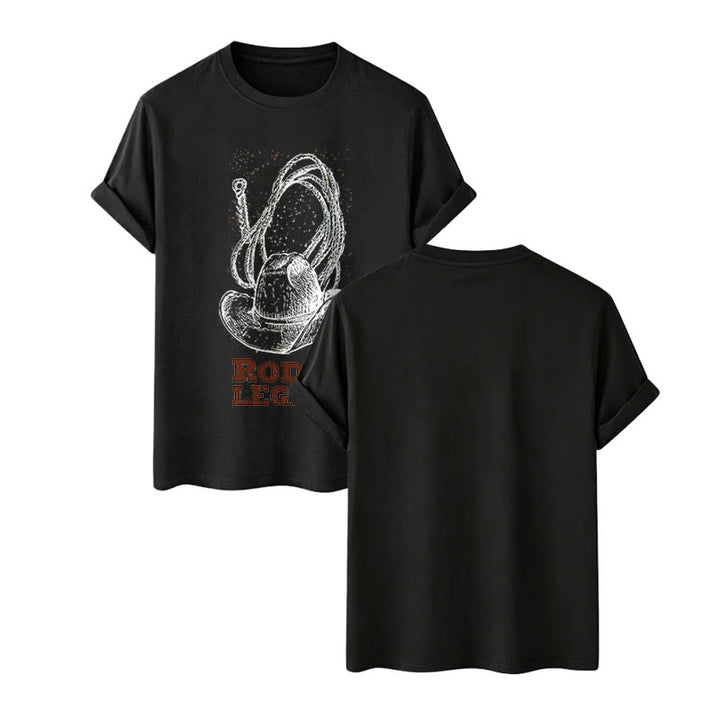 Maglietta western con stampa cappello da cowboy e lazo, leggenda del rodeo - Nero - 2XL - image 7