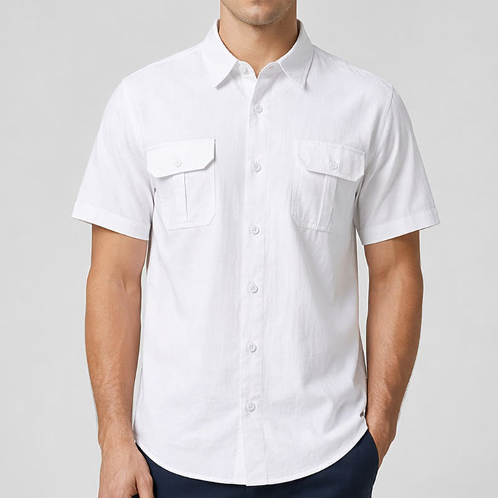 Camicie da uomo in puro cotone a tinta unita, ideali per tutti i giorni, l'ufficio o per un look casual. - image 1