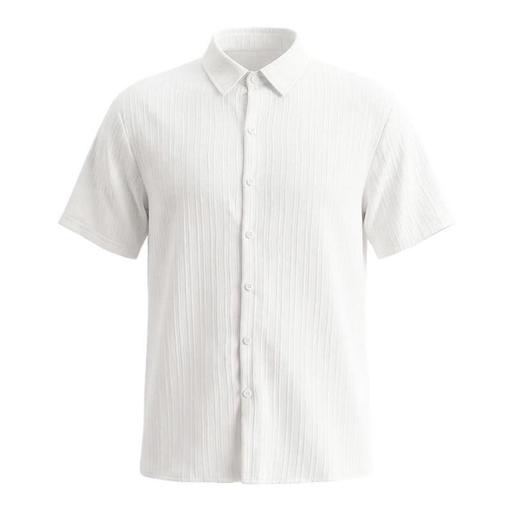 Camicia casual da uomo in jacquard a righe di cotone e lino - image 4