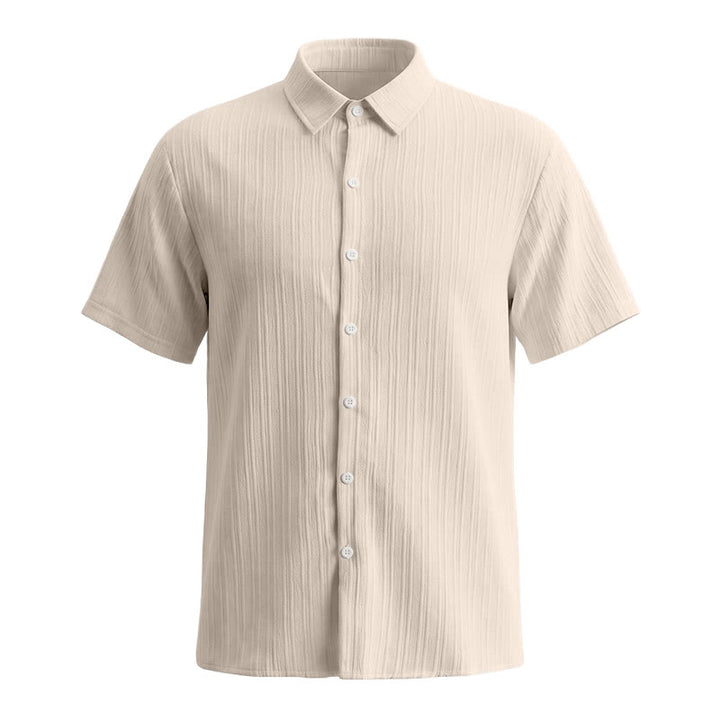 Camicia casual da uomo in jacquard a righe di cotone e lino - image 36