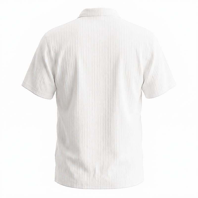 Camicia casual da uomo in jacquard a righe di cotone e lino - image 5