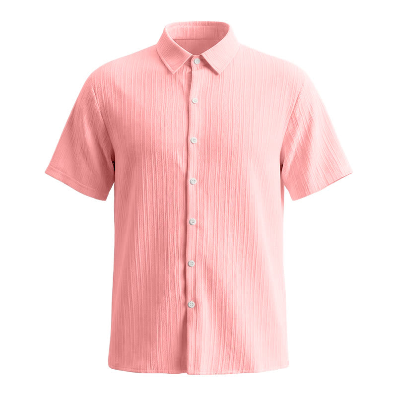 Camicia casual da uomo in jacquard a righe di cotone e lino - image 37