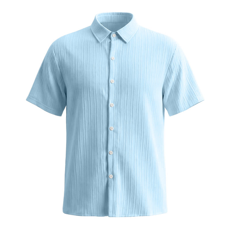 Camicia casual da uomo in jacquard a righe di cotone e lino - image 33