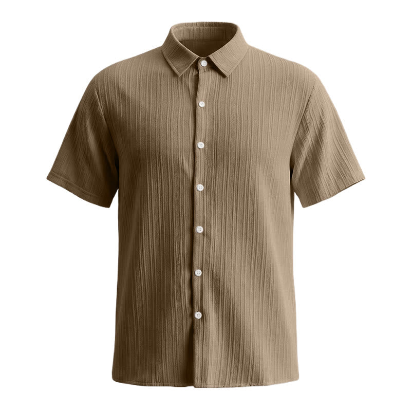 Camicia casual da uomo in jacquard a righe di cotone e lino - image 35
