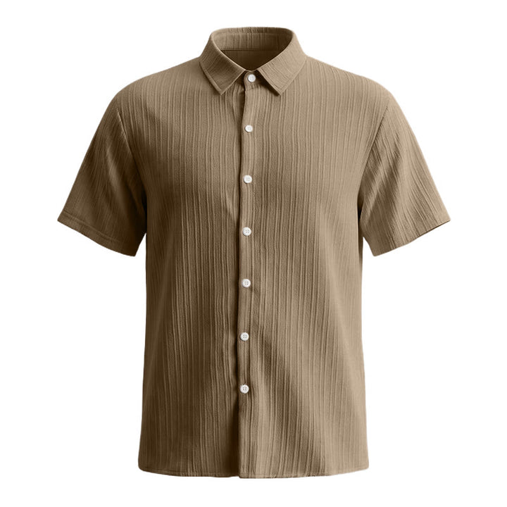 Camicia casual da uomo in jacquard a righe di cotone e lino - image 35