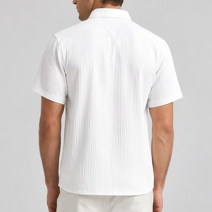Camicia casual da uomo in jacquard a righe di cotone e lino - image 3