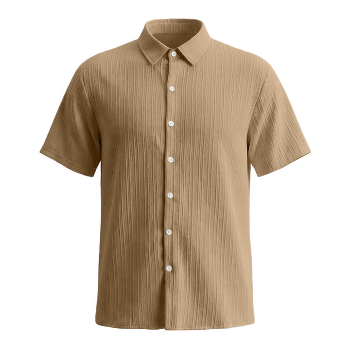 Camicia casual da uomo in jacquard a righe di cotone e lino - image 38