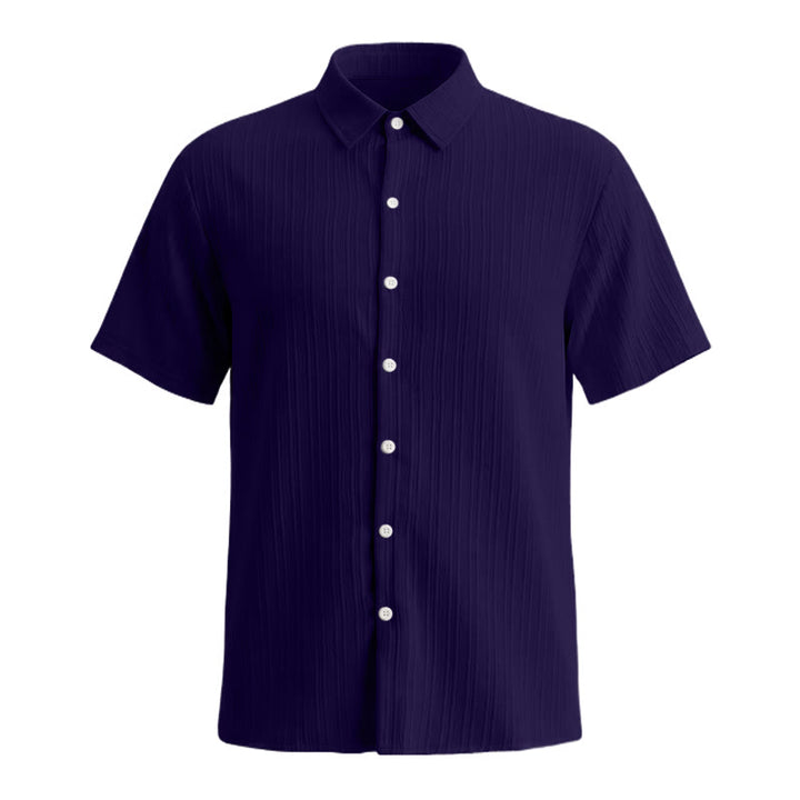 Camicia casual da uomo in jacquard a righe di cotone e lino - image 25