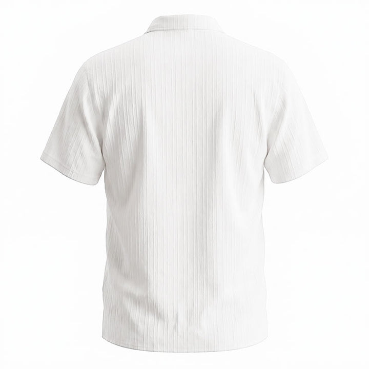 Camicia casual da uomo in jacquard a righe di cotone e lino - image 5