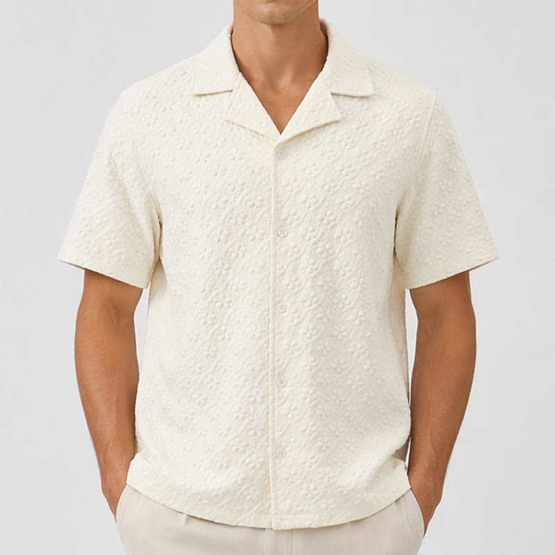 Camicia da uomo leggera, casual, con colletto cubano, in poliestere. - image 1