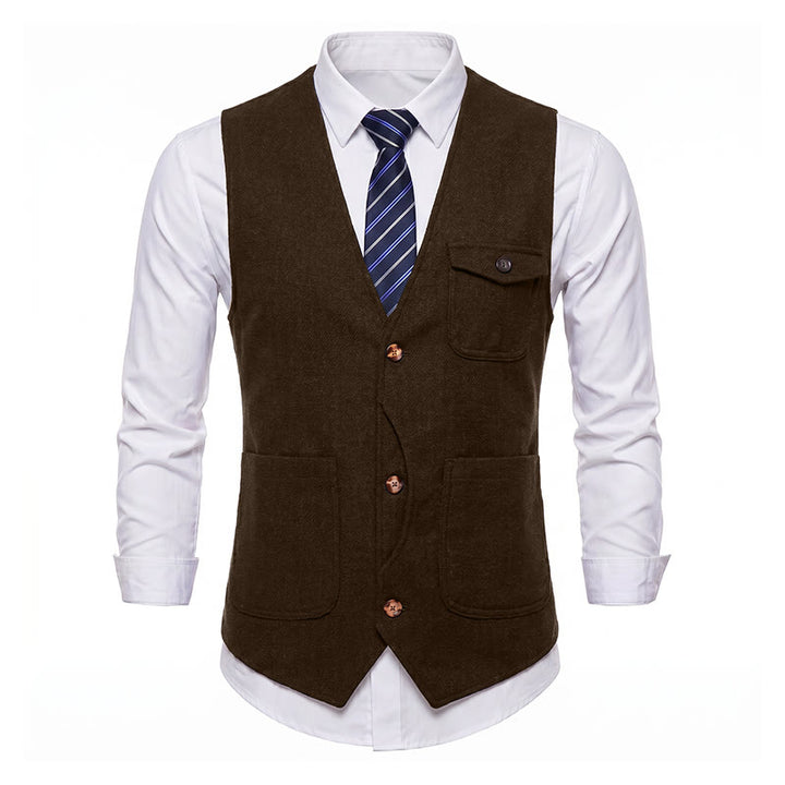 Gilet da uomo americano vintage a spina di pesce, antipiega. - image 36