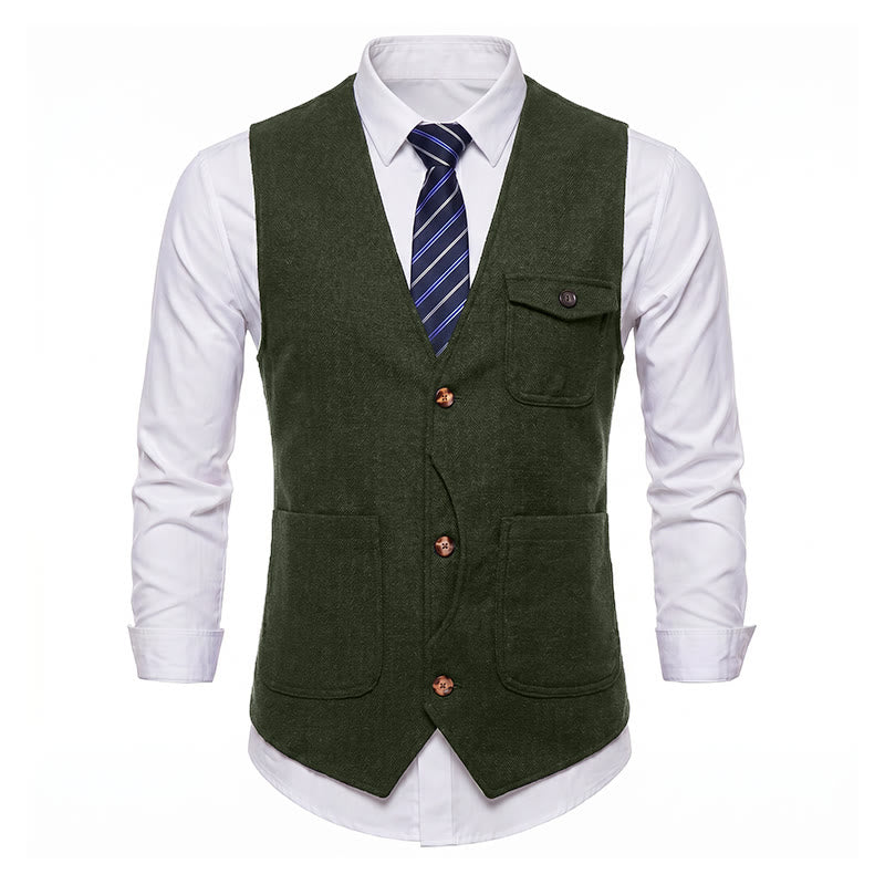 Gilet da uomo americano vintage a spina di pesce, antipiega. - image 33