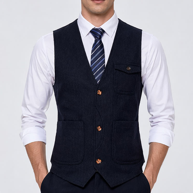Gilet da uomo americano vintage a spina di pesce, antipiega. - image 1