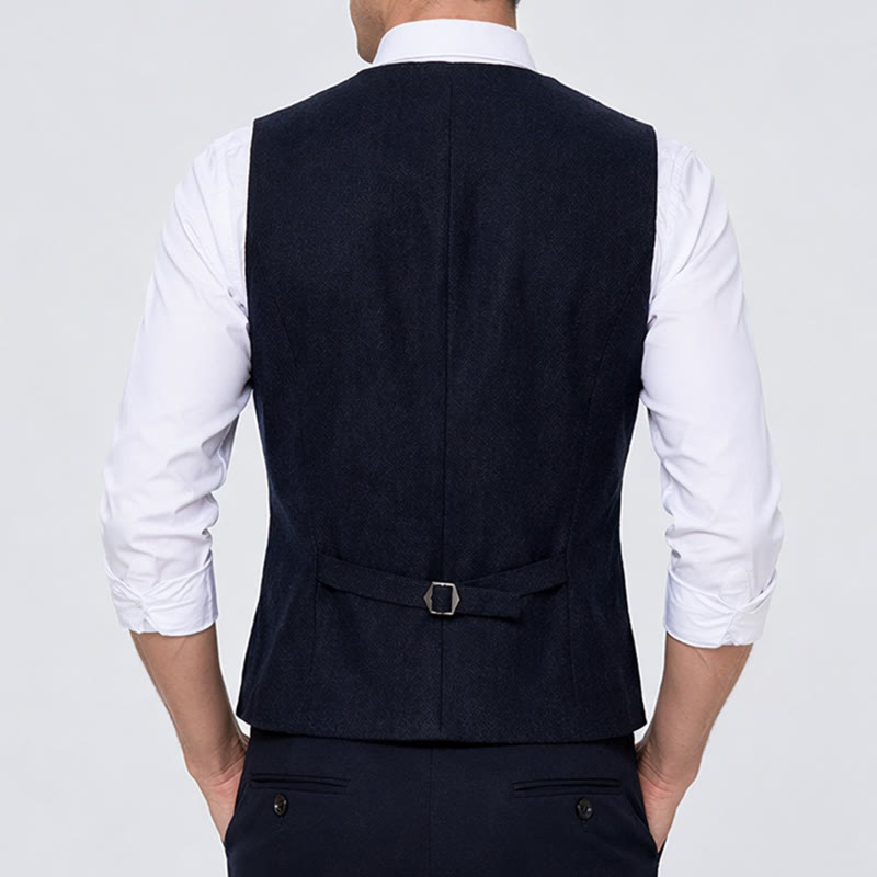 Gilet da uomo americano vintage a spina di pesce, antipiega. - image 3