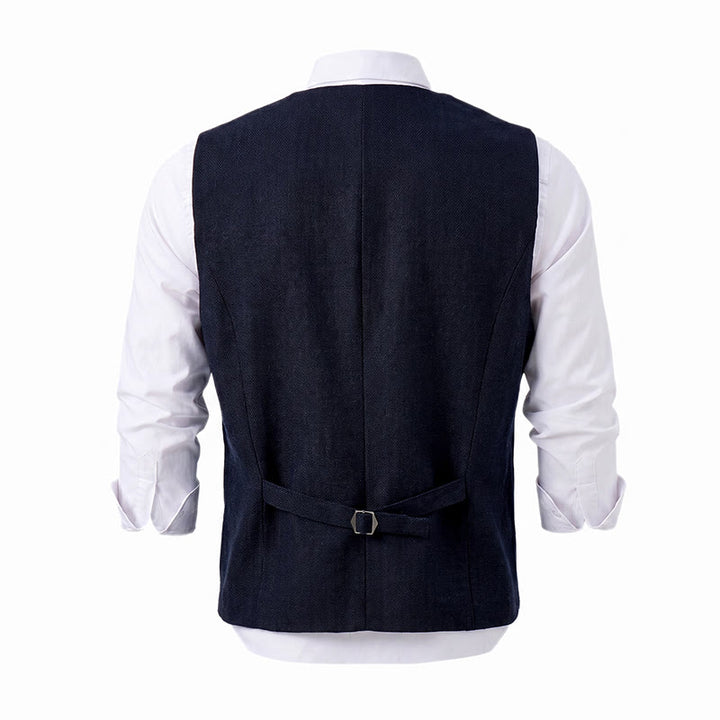 Gilet da uomo americano vintage a spina di pesce, antipiega. - image 24