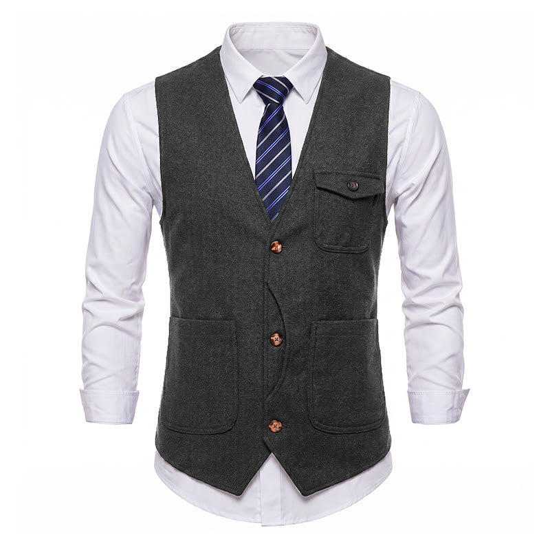 Gilet da uomo americano vintage a spina di pesce, antipiega. - image 26