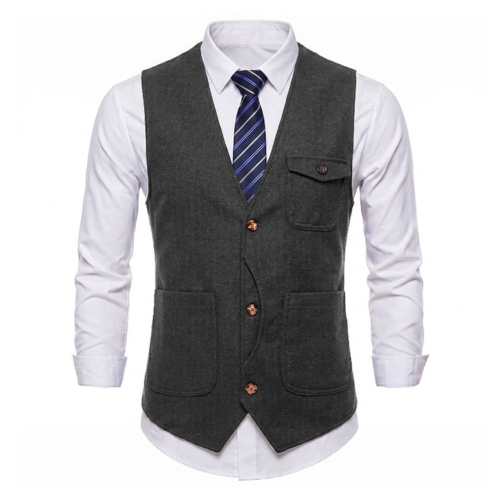 Gilet da uomo americano vintage a spina di pesce, antipiega. - image 26