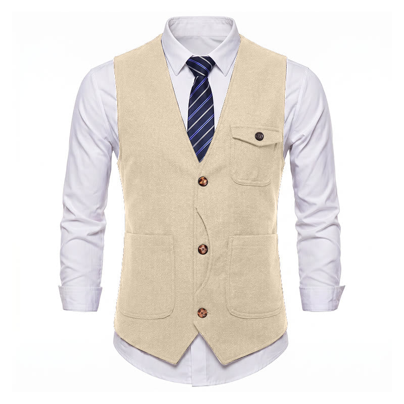 Gilet da uomo americano vintage a spina di pesce, antipiega. - image 31