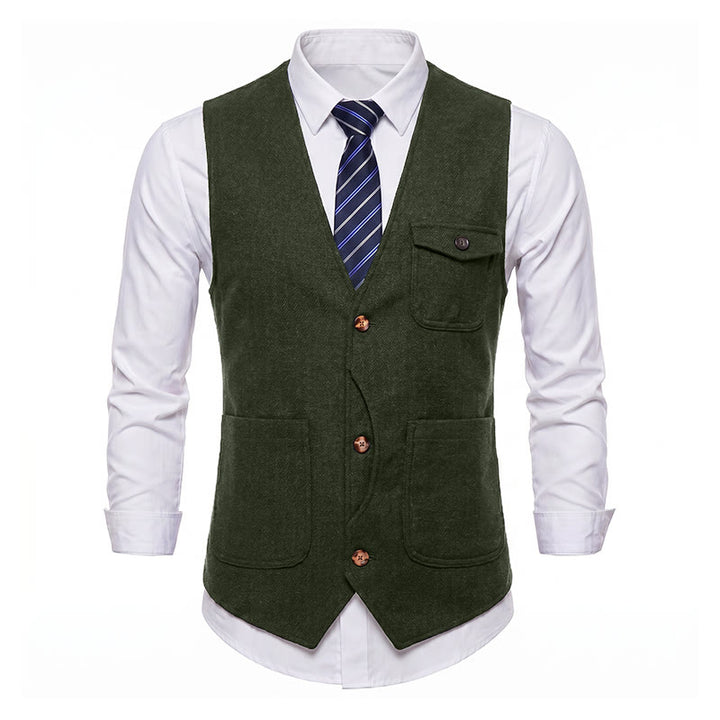 Gilet da uomo americano vintage a spina di pesce, antipiega. - image 33