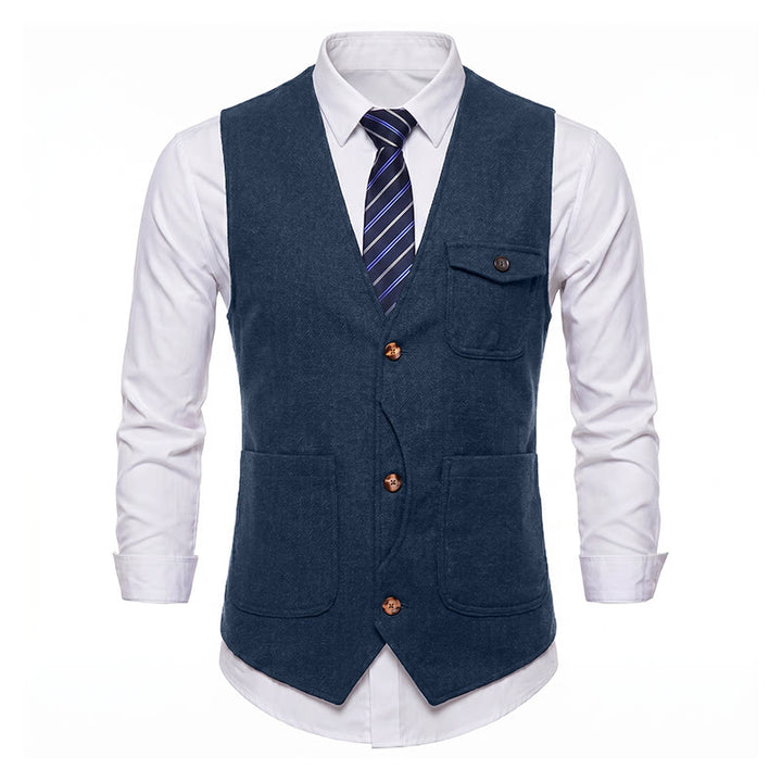 Gilet da uomo americano vintage a spina di pesce, antipiega. - image 38