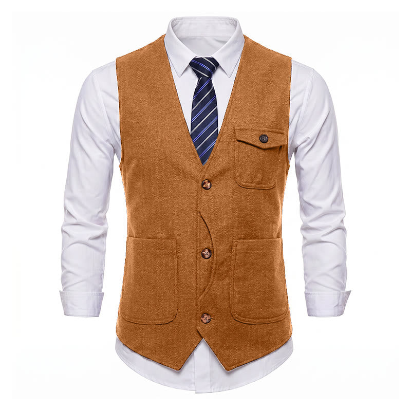Gilet da uomo americano vintage a spina di pesce, antipiega. - image 30