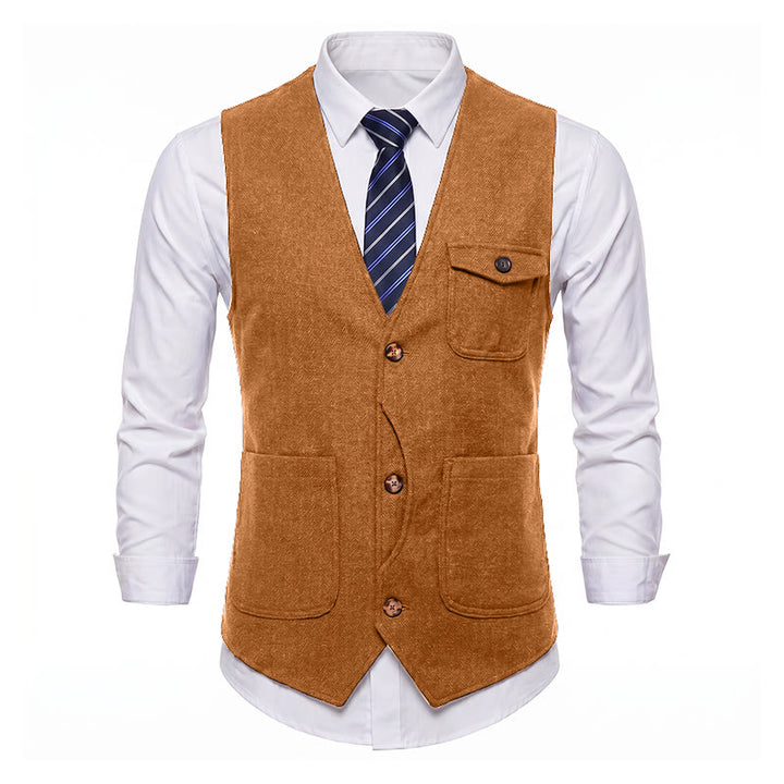 Gilet da uomo americano vintage a spina di pesce, antipiega. - image 30