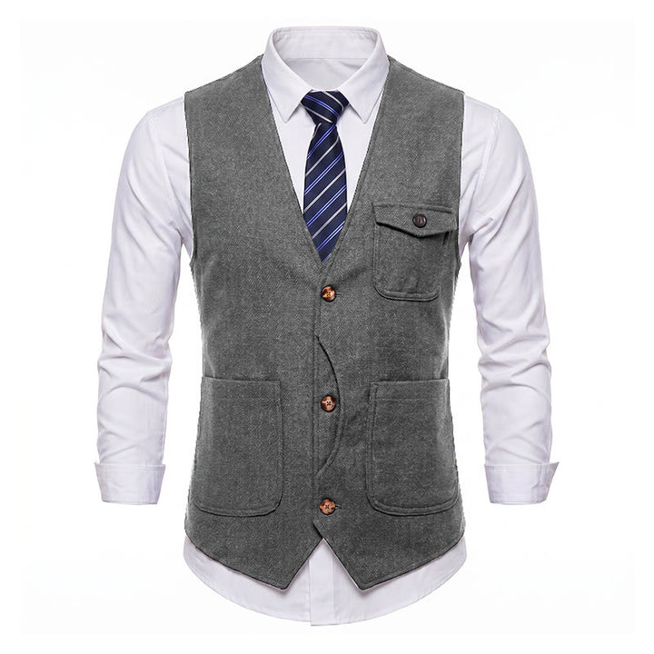 Gilet da uomo americano vintage a spina di pesce, antipiega. - image 27