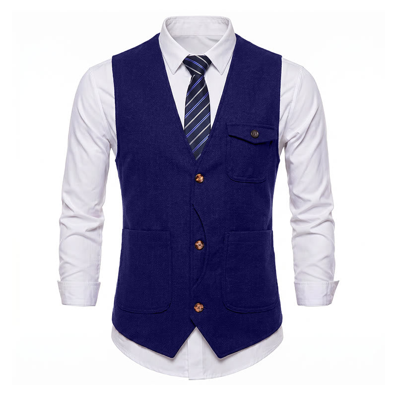 Gilet da uomo americano vintage a spina di pesce, antipiega. - image 34