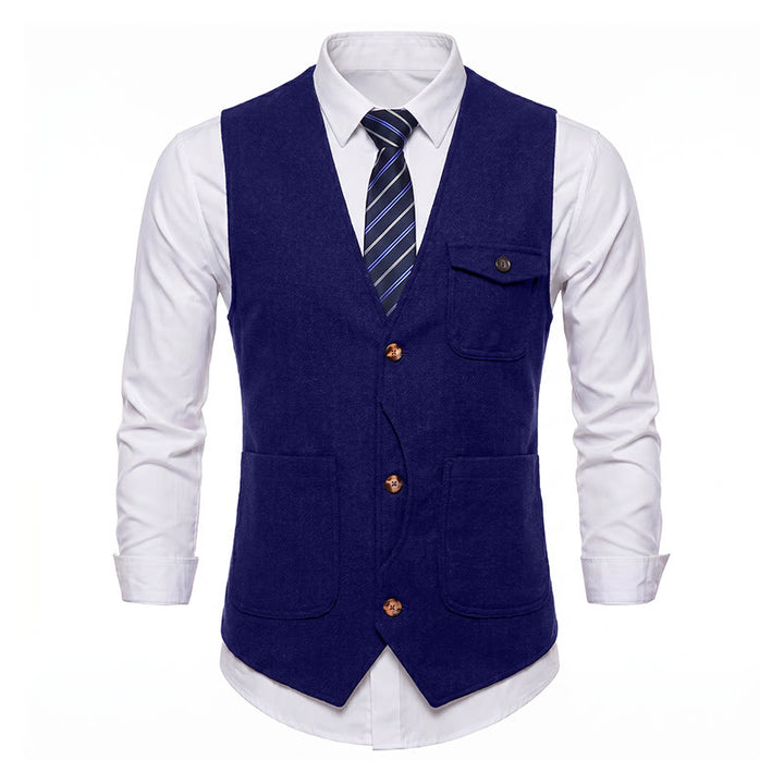 Gilet da uomo americano vintage a spina di pesce, antipiega. - image 34