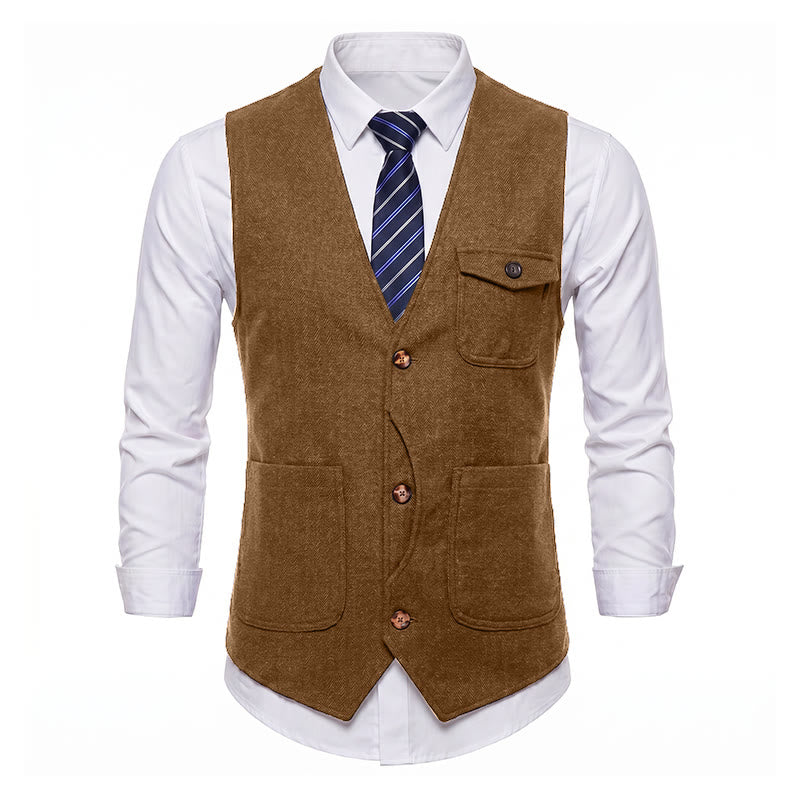 Gilet da uomo americano vintage a spina di pesce, antipiega. - image 37