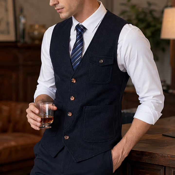 Gilet da uomo americano vintage a spina di pesce, antipiega. - image 0
